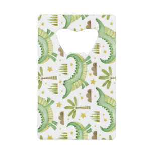 African Safari: Waterverf krokodil & palmbomen Creditkaart Flessenopener