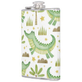 African Safari: Waterverf krokodil & palmbomen Heupfles (Links)