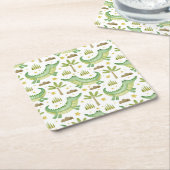 African Safari: Waterverf krokodil & palmbomen Kartonnen Onderzetters (Schuin)