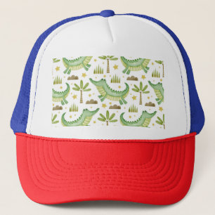 African Safari: Waterverf krokodil & palmbomen Trucker Pet