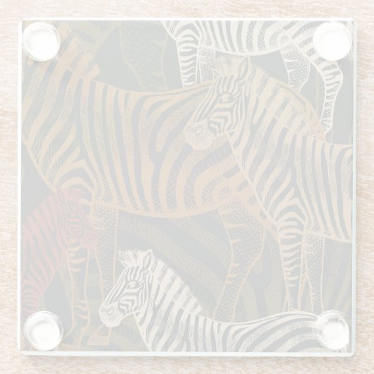 African Safari: Zebra  ontwerp Glazen Onderzetter (Achterkant)