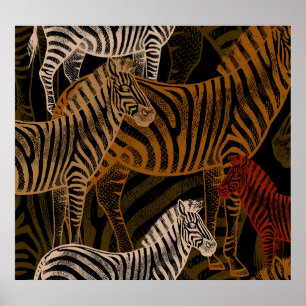 African Safari: Zebra ontwerp Poster