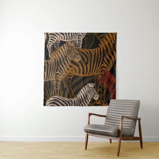 African Safari: Zebra  ontwerp Wandkleed (In situ)
