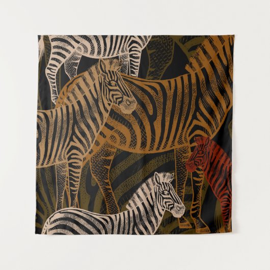 African Safari: Zebra  ontwerp Wandkleed (Voorkant)