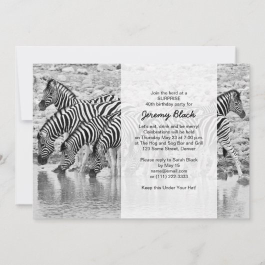 African Safari Zebra - Uitnodiging voor een leuke  (Achterkant)