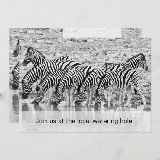 African Safari Zebra - Uitnodiging voor een leuke (Voorkant / Achterkant)