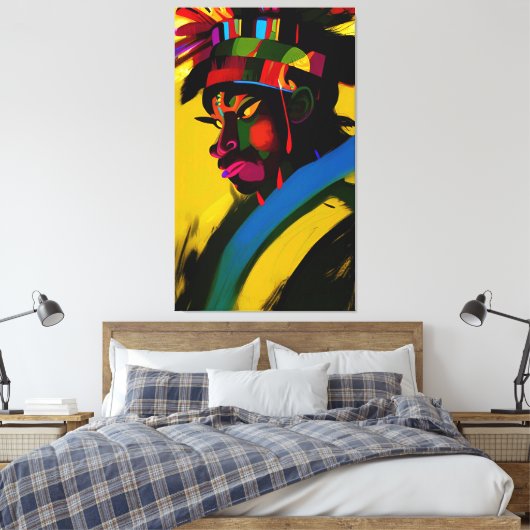 African Samurai Warrior Girl Canvas Afdruk (Insitu (Slaapkamer))
