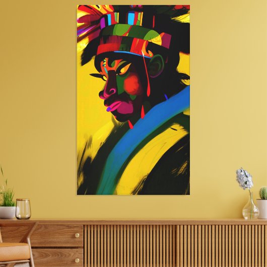 African Samurai Warrior Girl Canvas Afdruk (Insitu (Woonkamer))