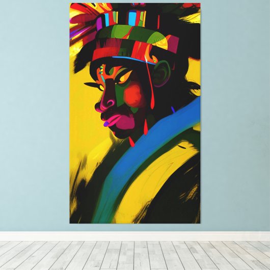 African Samurai Warrior Girl Canvas Afdruk (Insitu (Houten vloer))