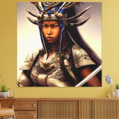 African Samurai Woman Fierce Canvas Afdruk (Insitu (Woonkamer))