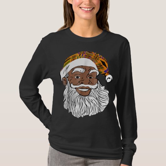 African Santa Claus Kente Hat Funny African Christ T-shirt (Voorkant)