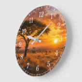 African Savanna Wall Clock — Wildlife Design Grote Klok (Hoek)