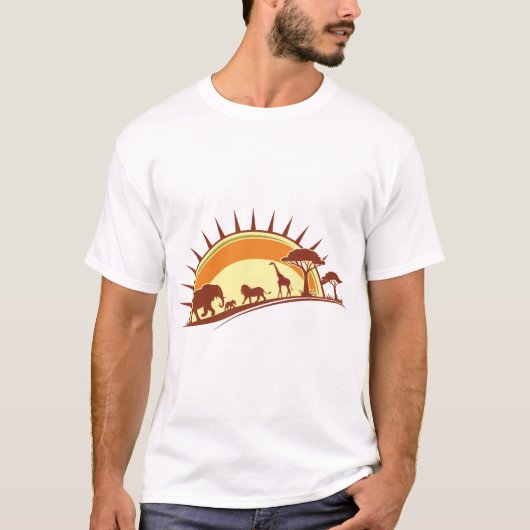 African Savanna Wildlife Silhouette Art T-shirt (Voorkant)