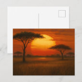 African Savannah - Scenic Illustration Style Briefkaart (Voorkant / Achterkant)