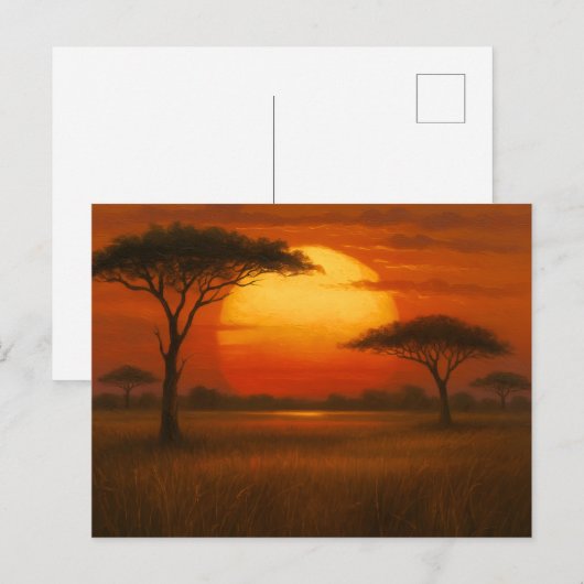 African Savannah - Scenic Illustration Style Briefkaart (Voorkant / Achterkant)