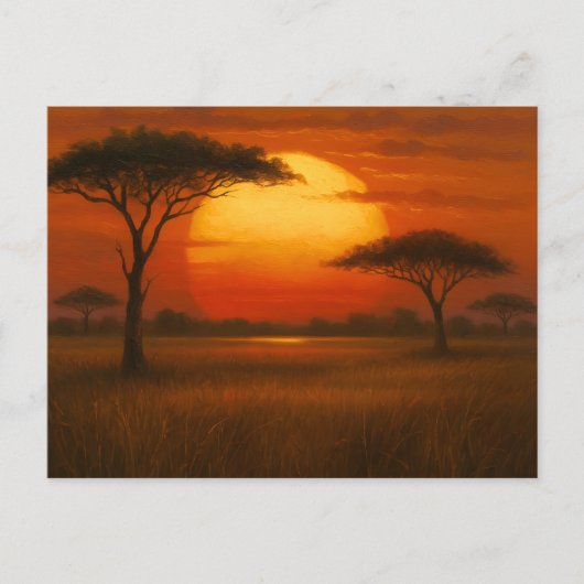 African Savannah - Scenic Illustration Style Briefkaart (Voorkant)
