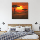 African Savannah - Scenic Illustration Style Canvas Afdruk (Insitu (Slaapkamer))