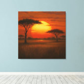 African Savannah - Scenic Illustration Style Canvas Afdruk (Insitu (Houten vloer))