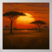 African Savannah - Schilderachtig illustratiestijl Poster (Voorkant)