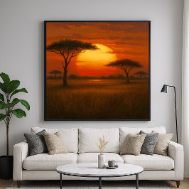 African Savannah - Schilderachtig illustratiestijl Poster