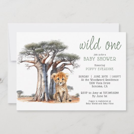 African Savannah Wild Een Baby shower Uitnodiging (Voorkant)