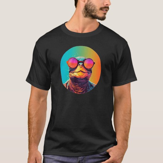 African Side Necked Turtle Wearing Sunglasses Retr T-shirt (Voorkant)