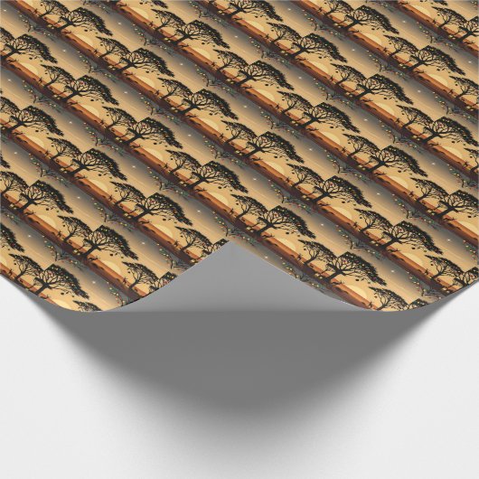 African Sunset Christmas Wrapping Paper Cadeaupapier (Hoek)