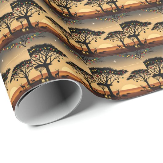 African Sunset Christmas Wrapping Paper Cadeaupapier (Rol Hoek)
