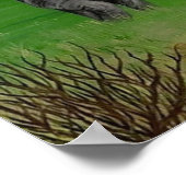 "African Sunset" Elephant Giraffe Art Poster Print (Hoek)