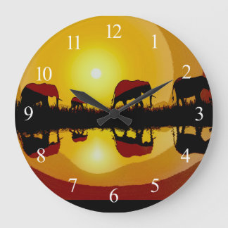 African Sunset Elephants Grote Klok