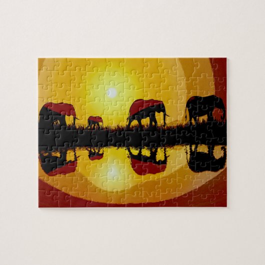 African Sunset Elephants Legpuzzel (Horizontaal)