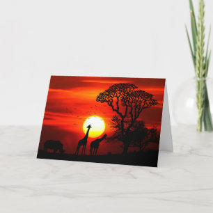 African Sunset Invitation Card, Briefkaart