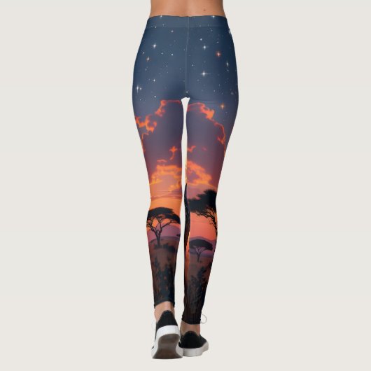 African Sunset Moon Giraffe Leggings | Tights (Achterkant)