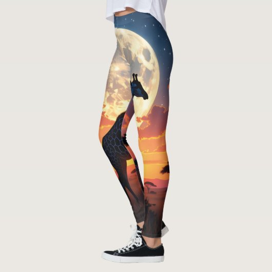 African Sunset Moon Giraffe Leggings | Tights (Links)