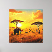 African Sunset Safari Majesty Design Canvas Afdruk (Voorkant)