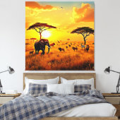 African Sunset Safari Majesty Design Canvas Afdruk (Insitu (Slaapkamer))
