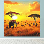 African Sunset Safari Majesty Design Canvas Afdruk (Insitu (Houten vloer))