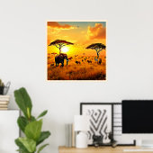African Sunset Safari Majesty Design Poster (Thuiskantoor)