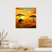 African Sunset Safari Majesty Design Poster (Keuken)