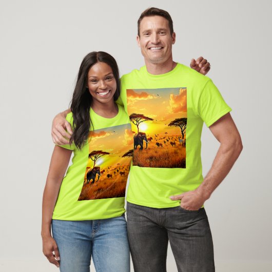 African Sunset Safari Majesty Design T-shirt (Unisex)