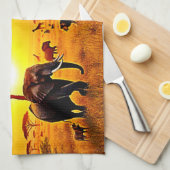 African Sunset Safari Majesty Design Theedoek (Quarter Fold)
