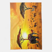 African Sunset Safari Majesty Design Theedoek (Verticaal)
