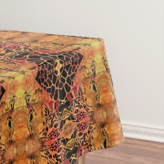African Tableclotch meisje en Giraffe vrienden Tafelkleed (Voorbeeld)