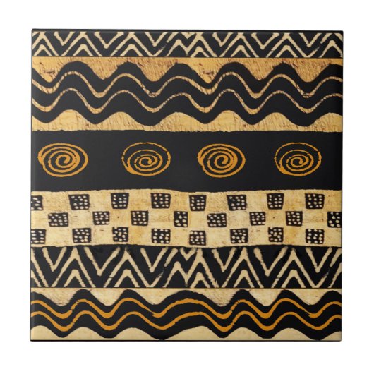 African Tribal Graphic Tegel Design - Rust Black Tegeltje (Voorkant)