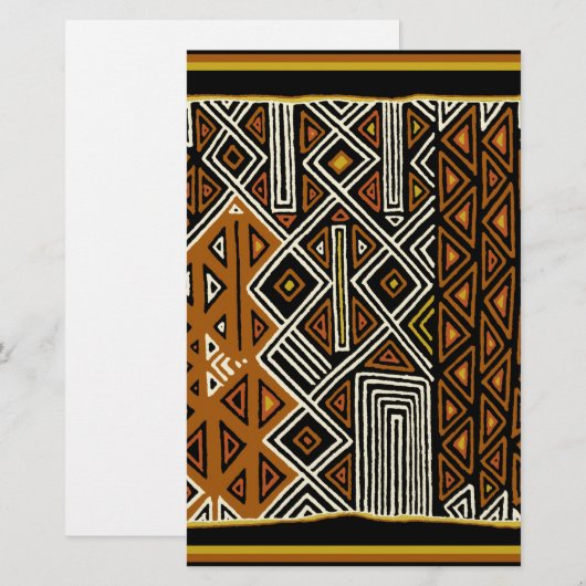 African Tribal Kuba Design Briefpapier (Voorkant / Achterkant)
