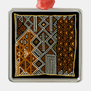 African Tribal Kuba Design Metalen Ornament