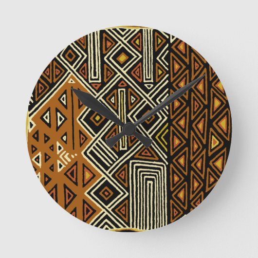 African Tribal Kuba Design Ronde Klok (Voorkant)