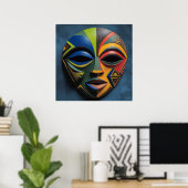 African Tribal Mask Cubism Abstract Poster (Thuiskantoor)