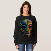 African Tribal Mask Cubism Abstract Sweatshirt (Voorkant volledig)