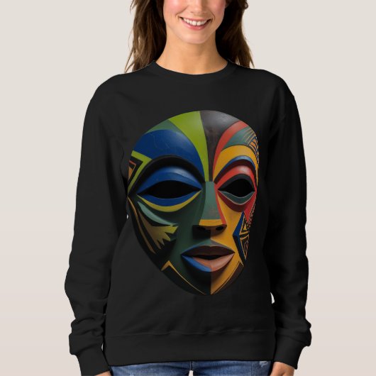 African Tribal Mask Cubism Abstract Sweatshirt (Voorkant)